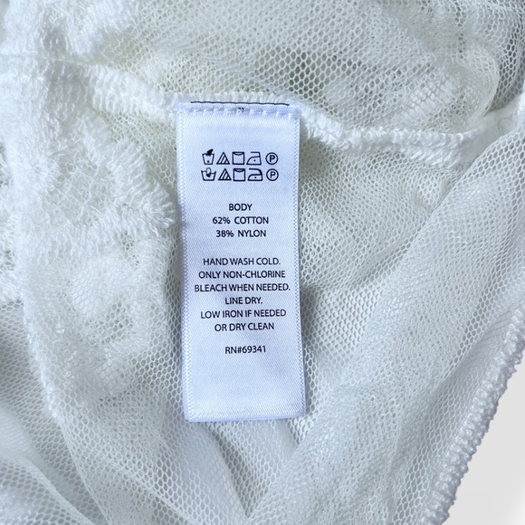 Rachel Zoe Textured White Lace Kimono Midi Shirt Top Cotton Nylon Western OS - Picture 8 of 9